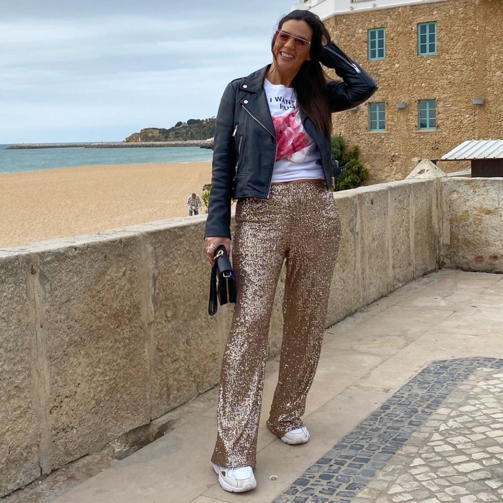 ZARA FLARED SEQUIN PANTS
